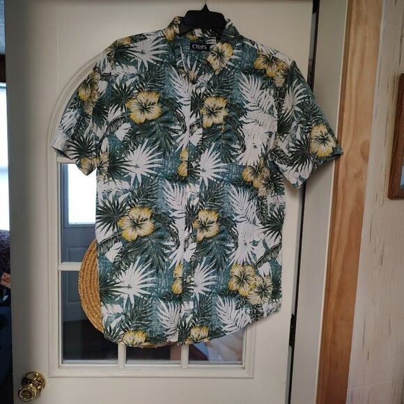 Chaps Multi-Color Tropical Print Short Sleeve Button Down Shirt Men's XL - Picture 1 of 2